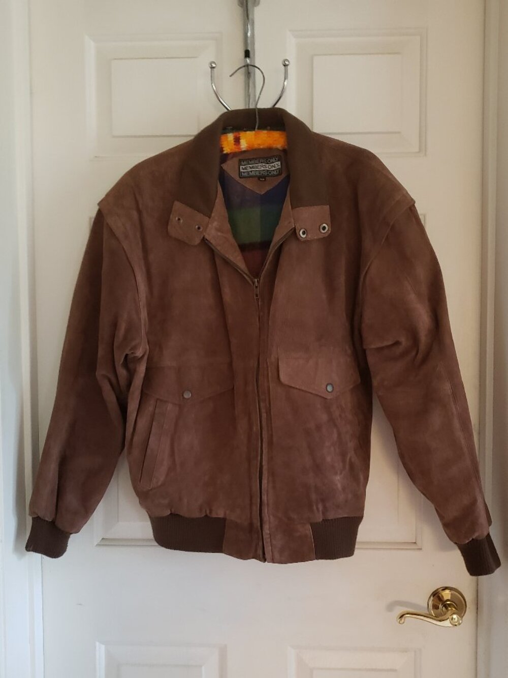 MEMBERS ONLY VINTAGE BROWN SUEDE JACKET SIZE 42 LIGHTLY WORN